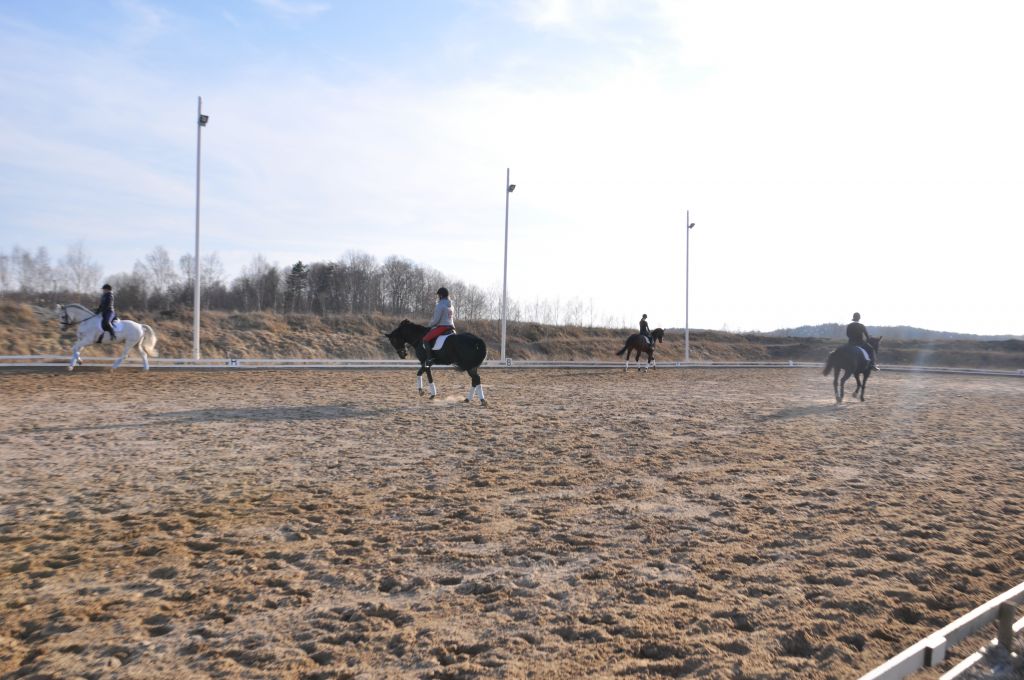 Ekipage på utebanan på Lotterängs gård.
